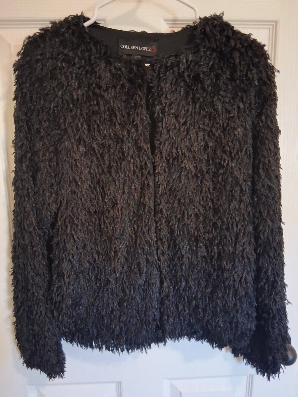 Colleen Lopez | Black Shaggy Fringe Jacket | Size Small - Picture 2 of 6